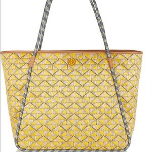 Tory Burch mosaic straw small tote